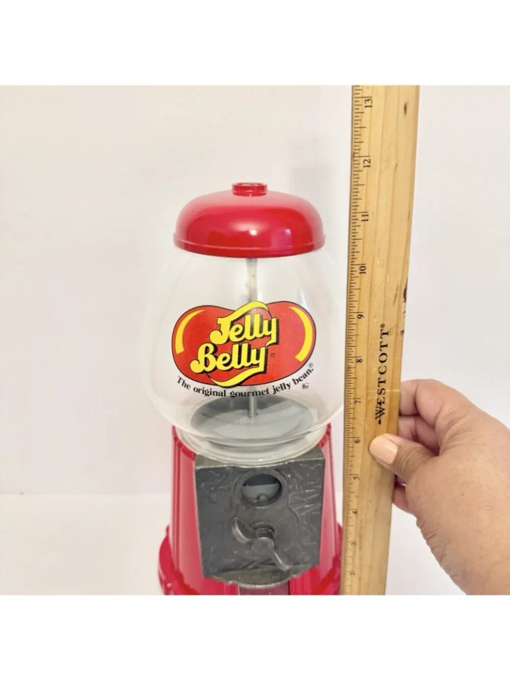 Jelly Belly Vintage Style Red Jelly Bean Candy Dispenser Machine Countertop 12”